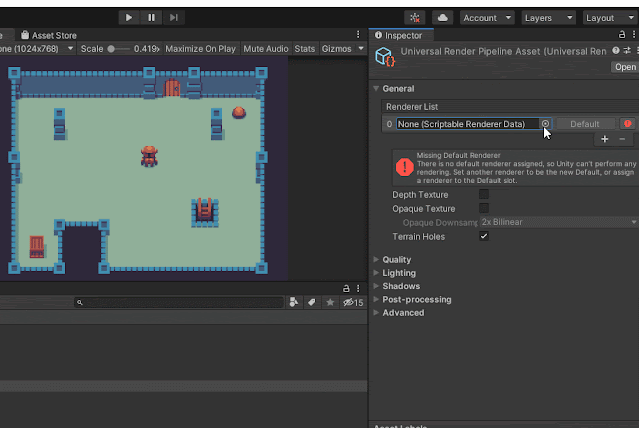 Associando o 2D Renderer ao Pipeline Asset