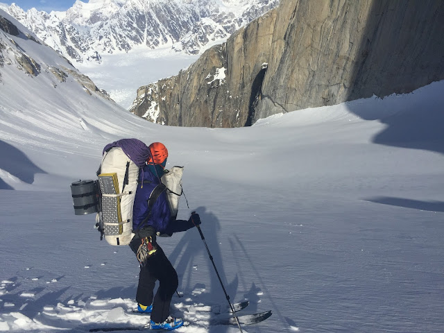 Trying to ski down Moose's Tooth with about 70 pounds of gear. Hyperlite Moutain Gear 4400 Ice Pack