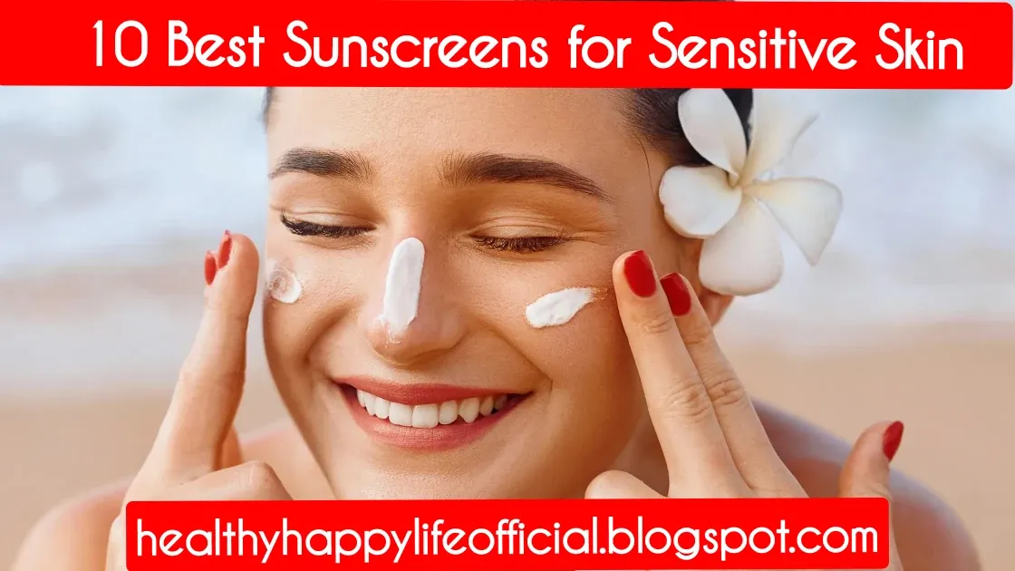 a face closeup of beautiful girl applying sunscreen which is best sunscreen for sensitive skin on face smiling
