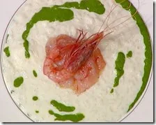 Riso e latte con gamberi rossi