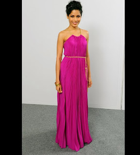 Freida Pinto Event Photoshoot HQ Pics at Doha Tribeca Film Festival in pink gown 