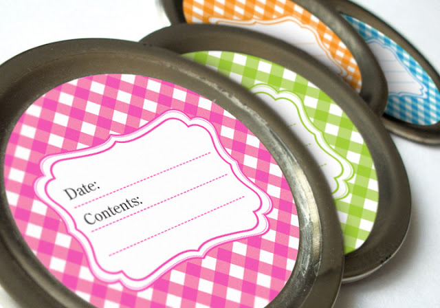 Bright Gingham Mason Jar Labels