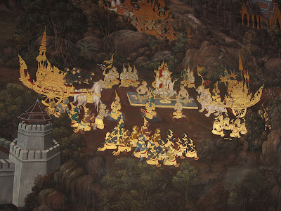 Scenes from the Ramayana painted in the Grand Palace Bangkok