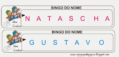 Jogo Pedagógico Bingo do Nome