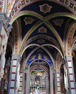 Interior of baroque era basilica of St. Margherita da Cortona, Italy