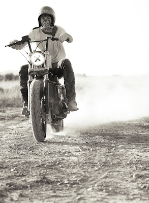 Black and White Photograph of a Motorcycle