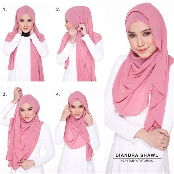 contoh tutorial hijab pashmina modern terbaru 2017/2018