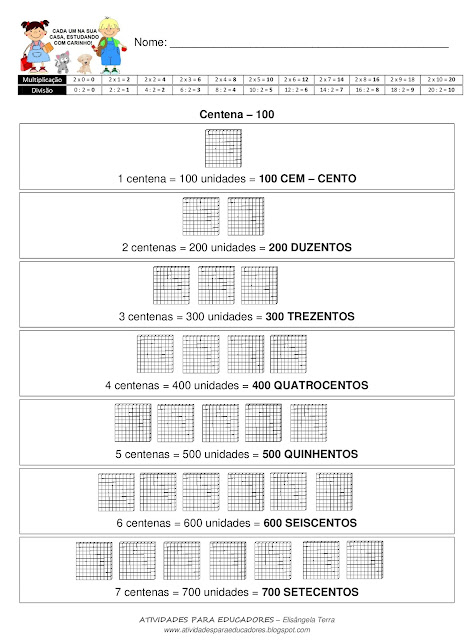 Atividades de Matemática - CENTENA: Números de 100 a 199 jpg