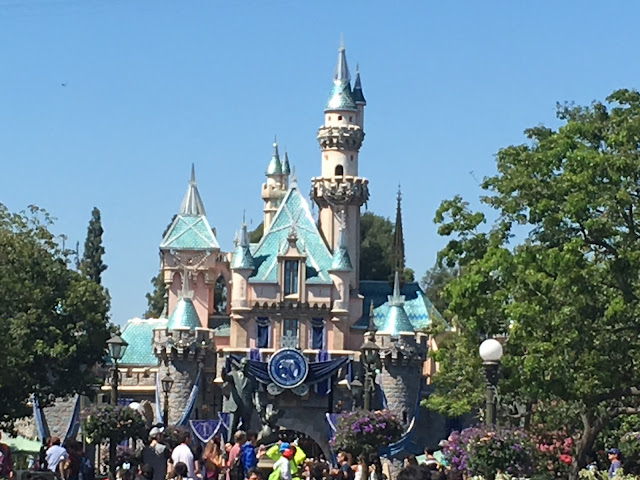 60th Anniversary Diamond Anniversary Decorations on Sleeping Beauty Castle Disneyland