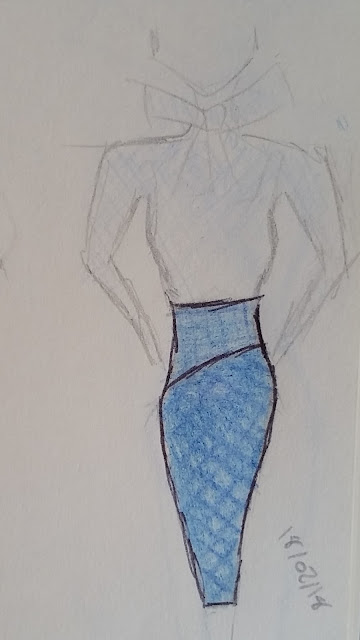 Fashion drawing quilted pleather pencil skirt