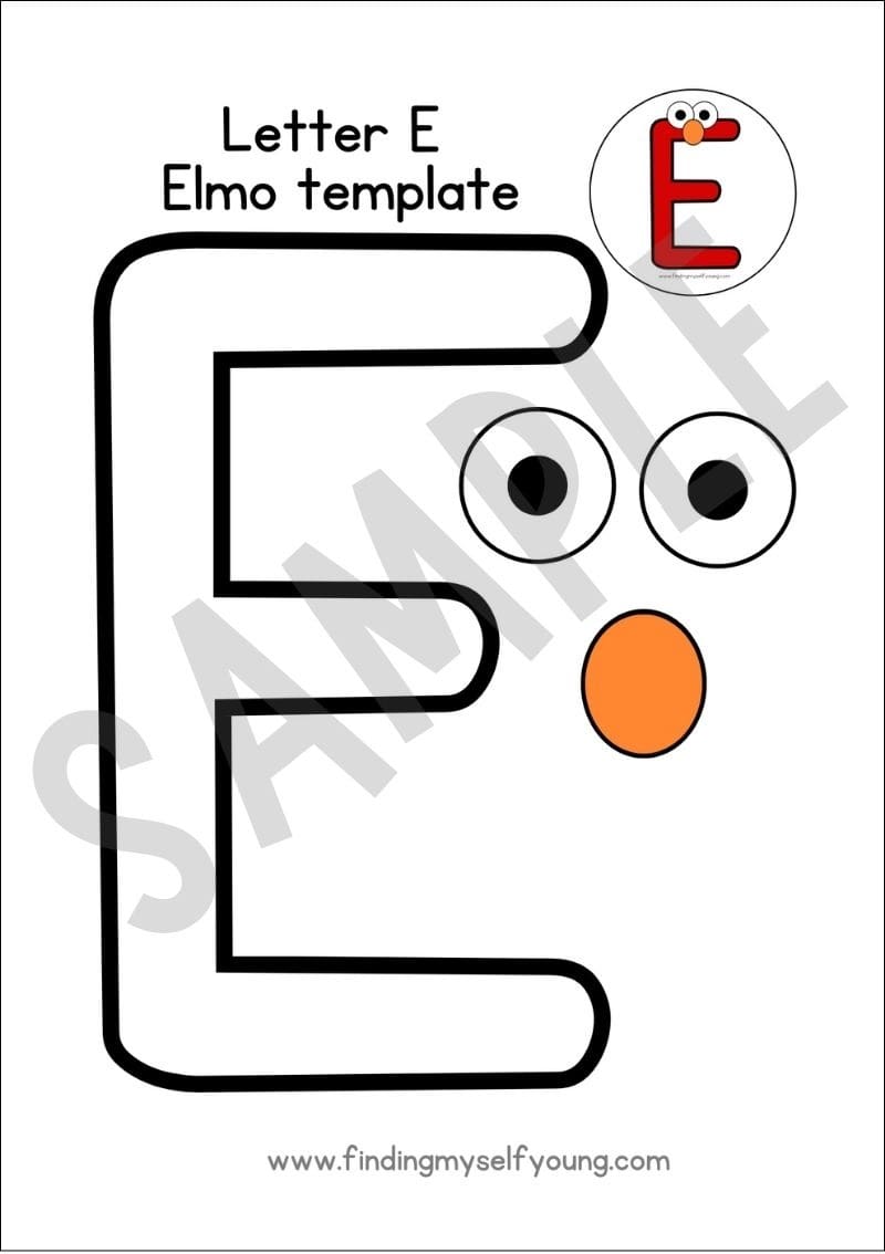 Finding Myself Young letter E Elmo template.