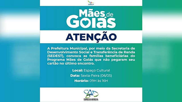 Entrega de cartões Mães de Goiás em Santo Antonio do Descoberto - Veja a lista