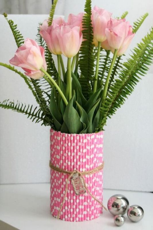 Cara Membuat Vas Bunga  Cantik Dari  Sedotan  Plastik  Bekas 