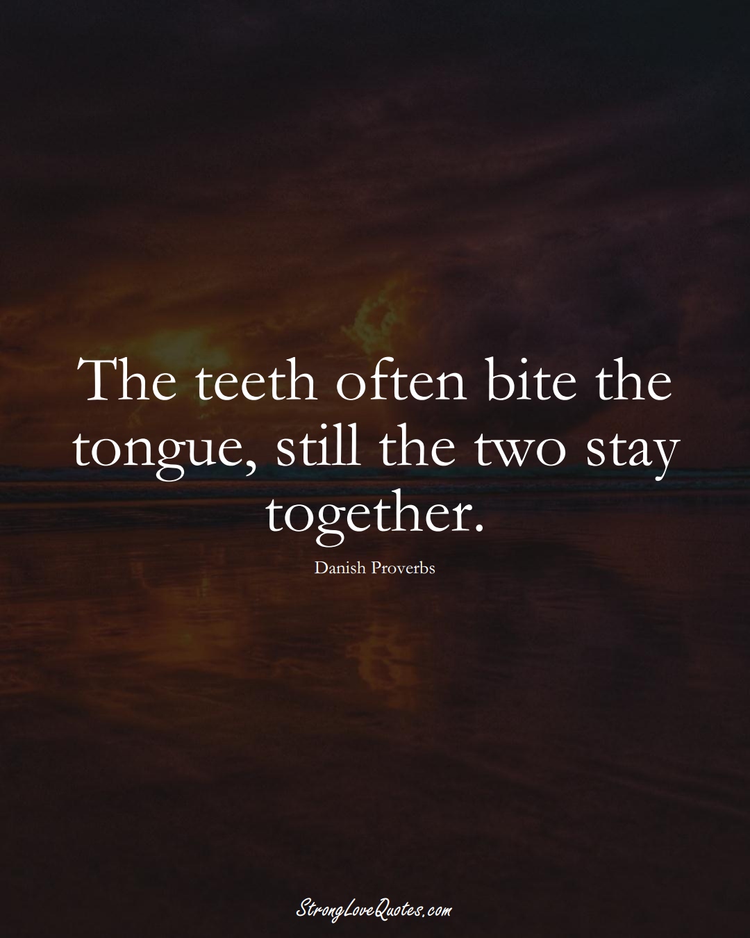 The teeth often bite the tongue, still the two stay together. (Danish Sayings);  #EuropeanSayings