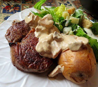 Garlic Butter Steak with  a Creamy Mushroom Sauce