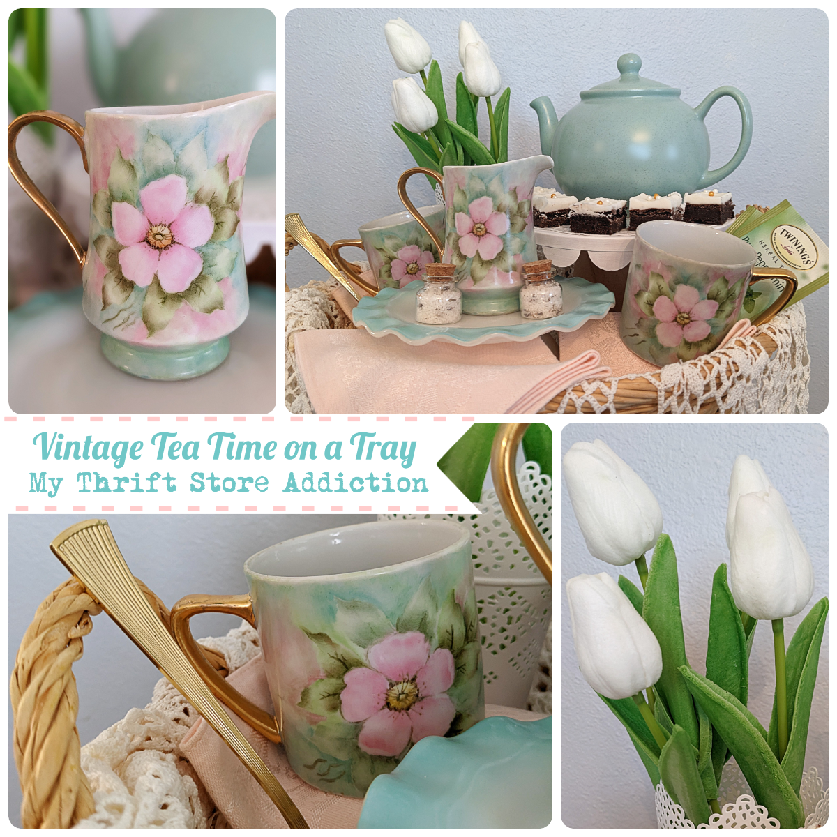 vintage tea time on a tray