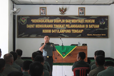 Tekan Pelanggaran, Anggota Kodim 0411/Lampung Tengah Dapat Penyuluhan Hukum
