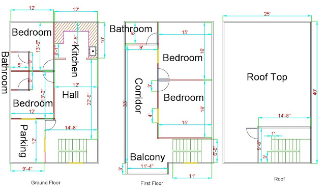 25 x 40 Sq Ft House layout