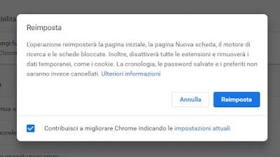 resettare browser