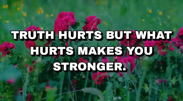 Truth hurts but what hurts makes you stronger.