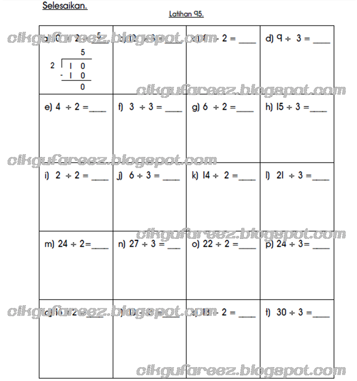 Dunia Sekolah: e-book Soalan Matematik Tambah Tolak Darab 