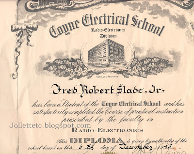 Diploma from Coyne Electrical School https://jollettetc.blogspot.com