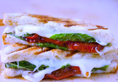 Food Recipes : Quick breakfast- Mozzarella, basil and tomato with salad