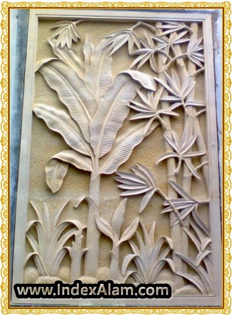 Relief Batu Alam Motif  Bambu  dan Pohon  Pisang Index Alam