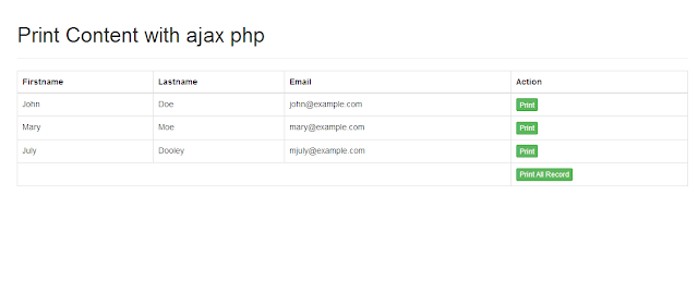 PHP AJAX - Window Print Page Content