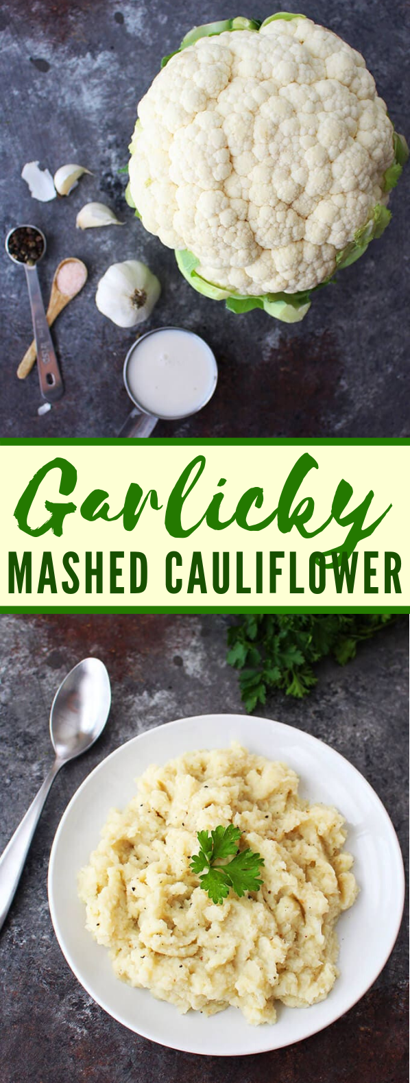 GARLICKY MASHED CAULIFLOWER #vegetarian #garlic