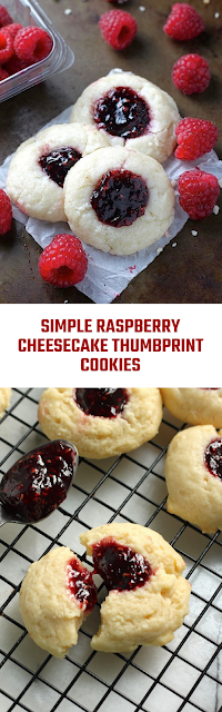 Simple Raspberry Cheesecake Thumbprint Cookies