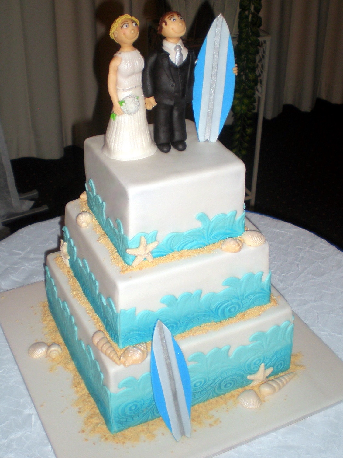 Beach Surfing Wedding Cake