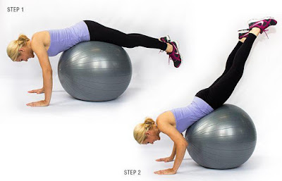 Reverse hyperextension with stability ball with proper form and technique
