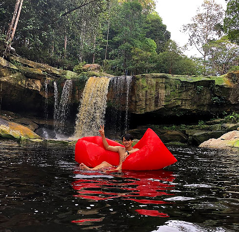 Debit air ketika musim kemarau di Air Terjun Medang Pulang Kapuas Hulu