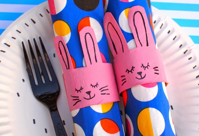 Easter toilet roll napkin bunny ring craft for kids