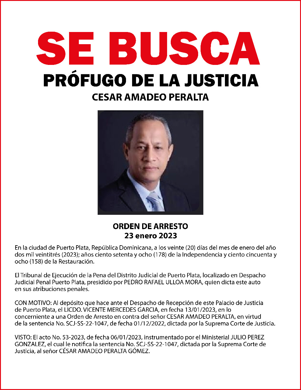 SE  BUSCA PRÓFUGO DE LA JUSTICIA