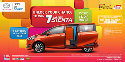 Inilah daftar dealer Toyota yang menerima tesdrive dan berhadiah Toyota Sienta gratis