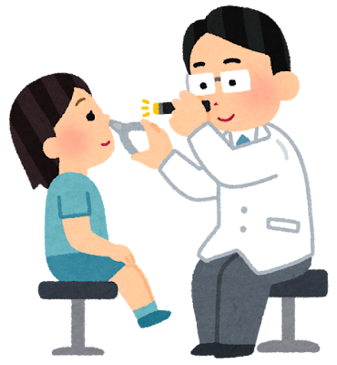鼻の検査のイラスト（健康診断・女の子）
