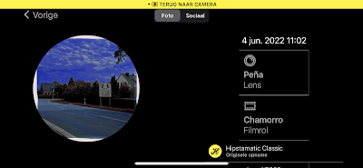 Screenshot Hipstamatic-instellingen Peña + Chamorro