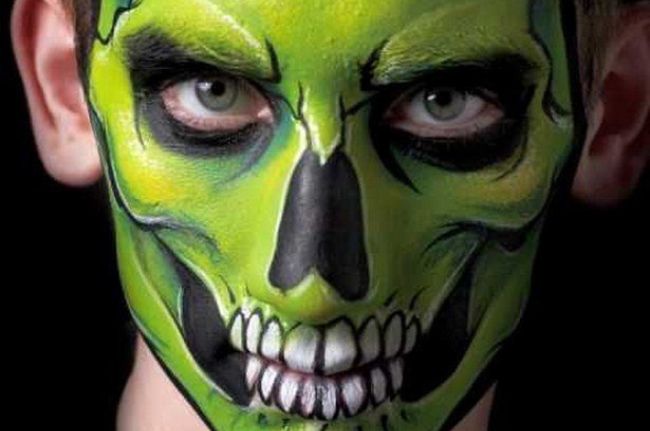 Creepy zombie makeup for a guy