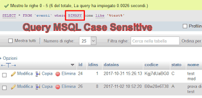 mysql query case sensitive