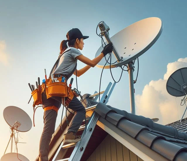 Antena parabólica nas alturas