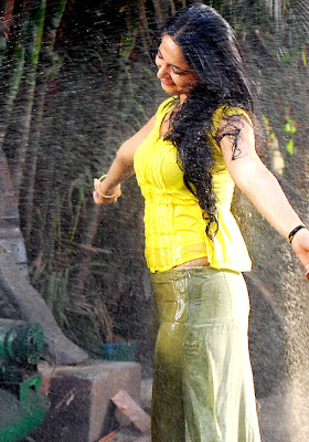 Anushka Hot Wet in Yellow Dress Photos