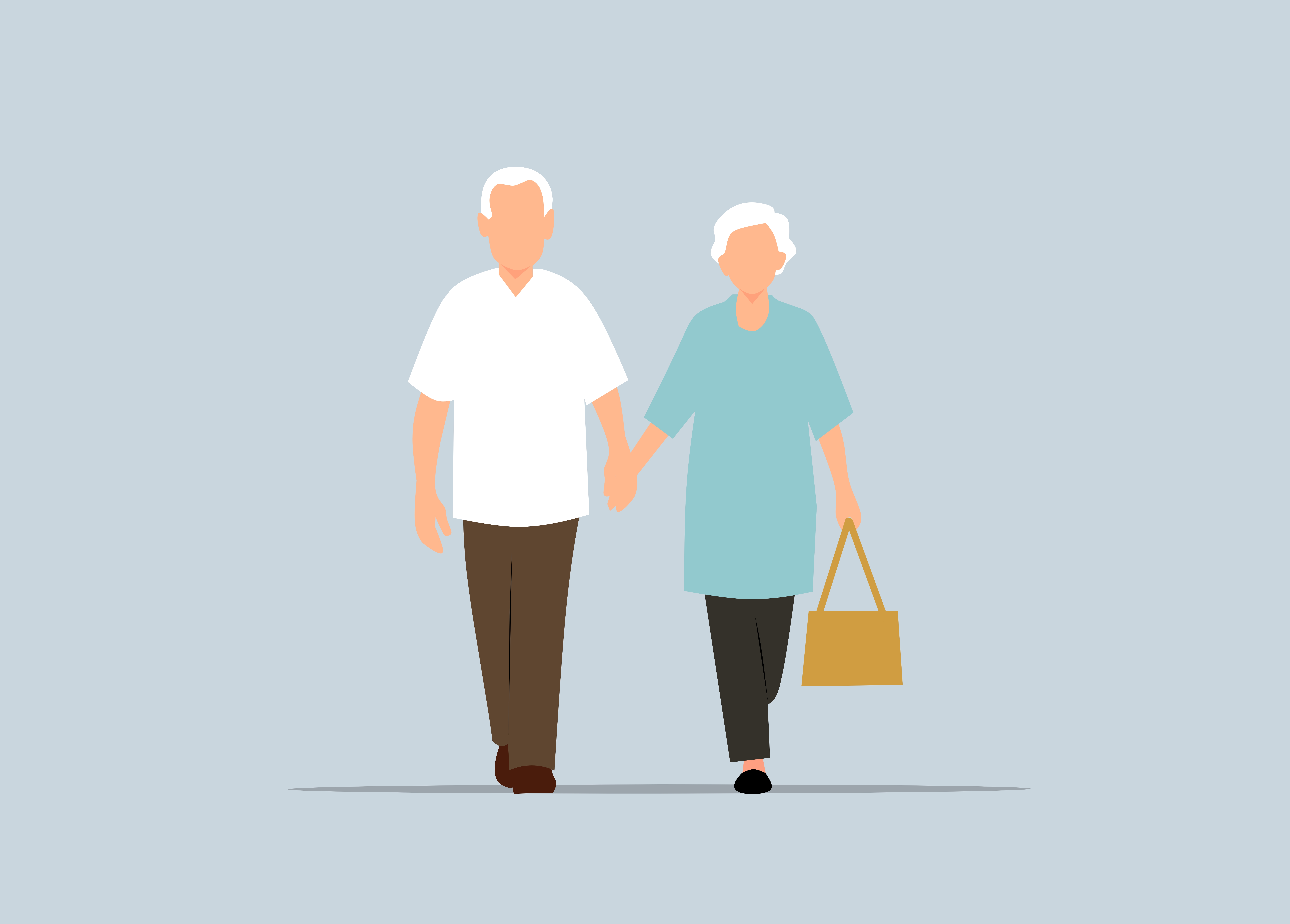 Senior couple walking graphic design