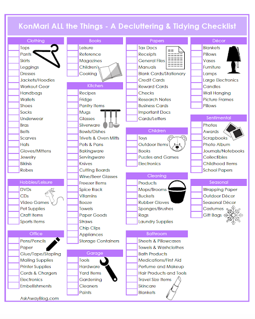 Free Printable KonMari Decluttering & Tidying Checklist