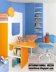 childrens table design with bookshelf in orange