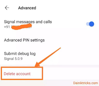 Signal account delete process in hindj