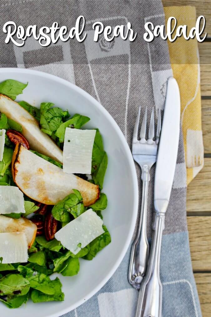 Roasted Pear, Parmesan, and Spiced Pecan Salad