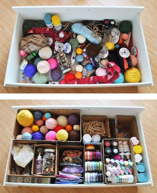 drawer filled with dividers organization