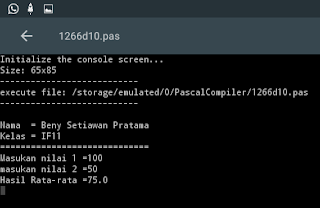 Hasil Program Rata-rata dari pascal